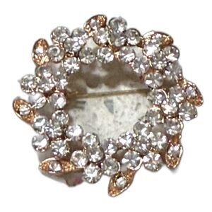 Elegant Gold and Silver Crystal Brooch